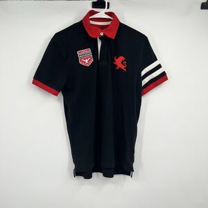 Mens Express SS Polo Y2K Style Logo M Black Red White Lion Embroidery Preppy